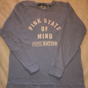 PINK crew neck blue sweatshirt
